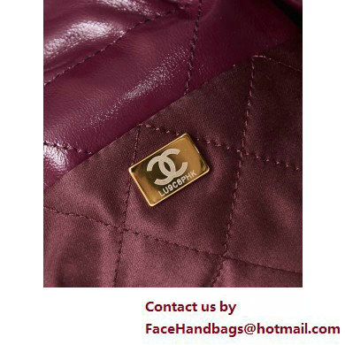 Chanel Shiny Calfskin  &  Gold-Tone Metal CHANEL 22 Mini Handbag AS3980 Burgundy